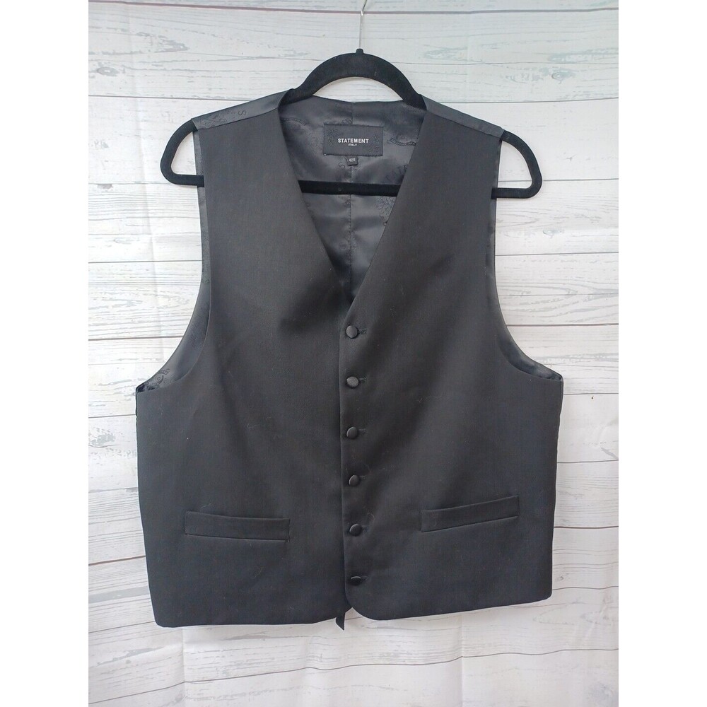 Statement Italy Vest Mens Black 42R Waistcoat
